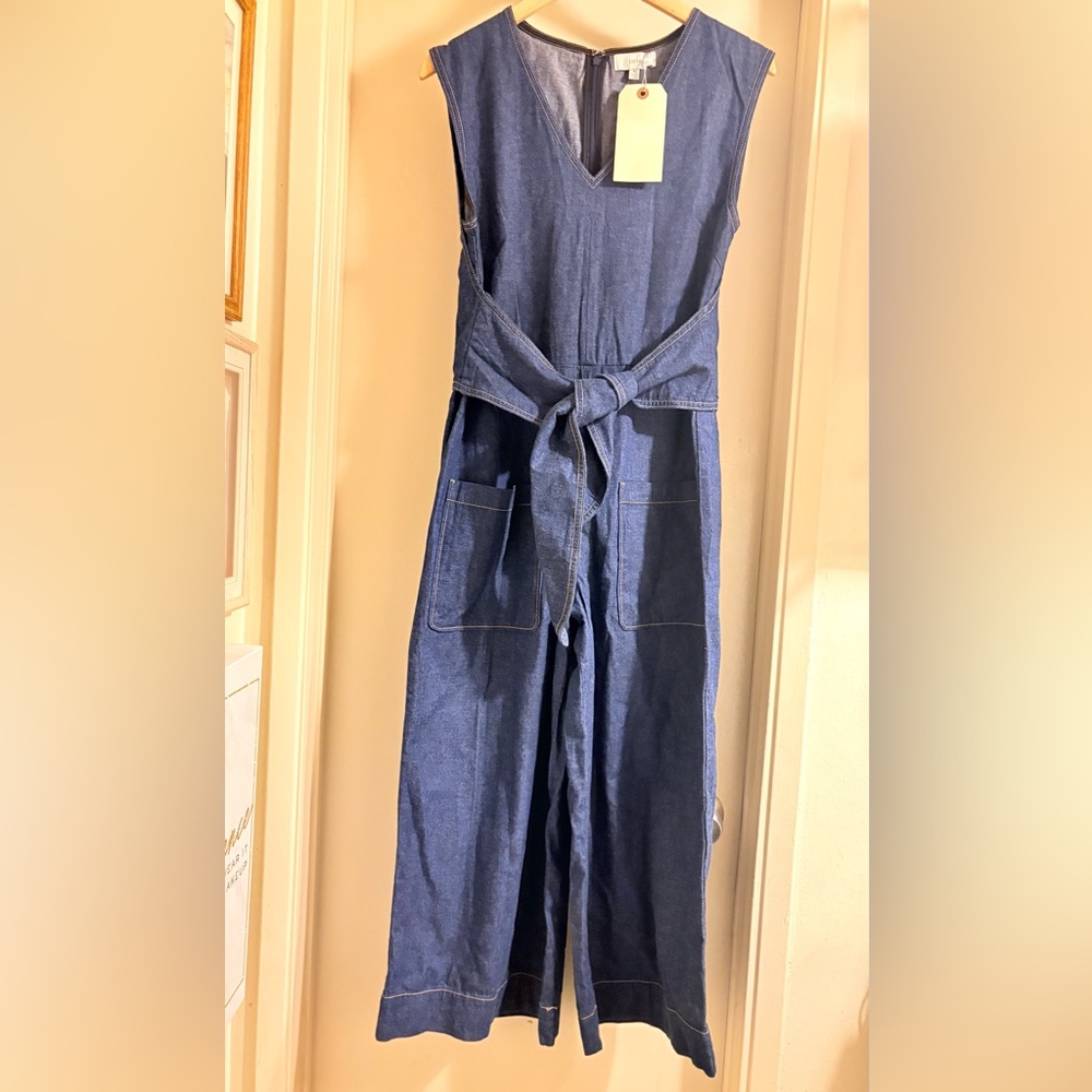 Joie Denim Blue Tie-Waist Jumpsuit - Picture 3 of 5